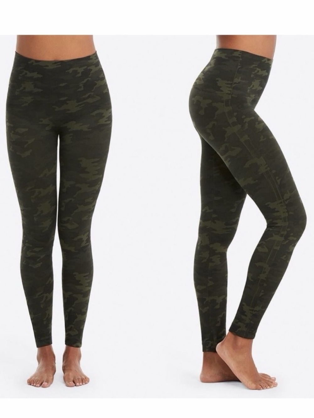 SPANX Look At Me Now Seamless Camo Leggings XS High Rise Green